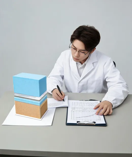 Material specifier reviewing insulation layers